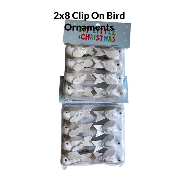 16 Songbird Ornaments Mini Tree Clip On Christmas White Glitter (2 Pack of 8) - Picture 3 of 5